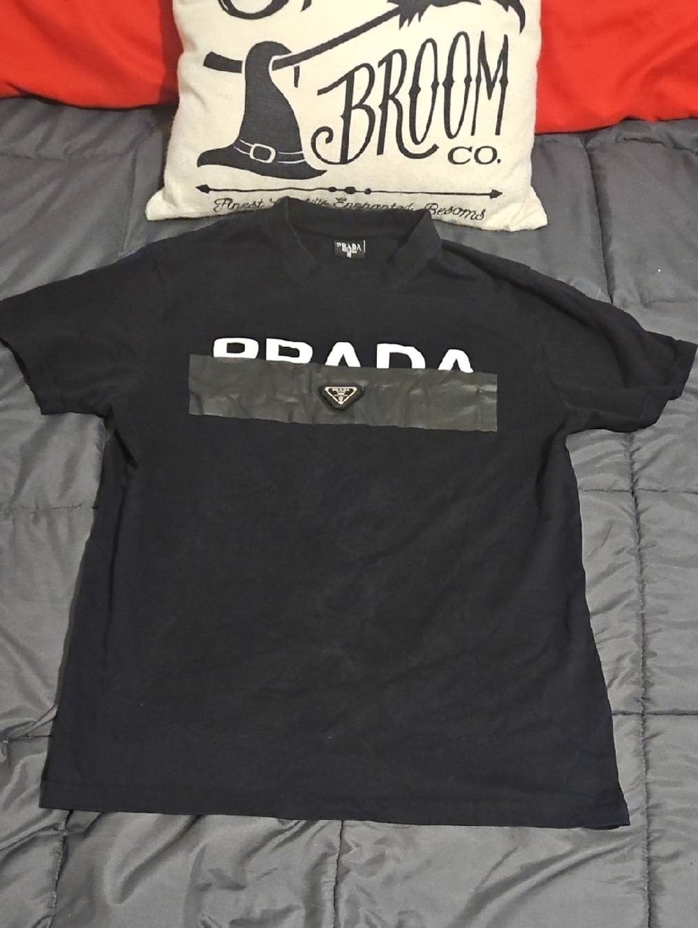 Prada Black Short Sleeve Logo Tee